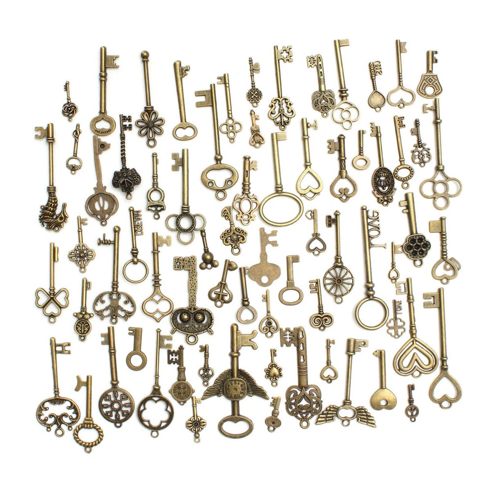 69pcs Mixed Skeleton Keys Large Small Exquisite Shape Crown Shape Christmas gift