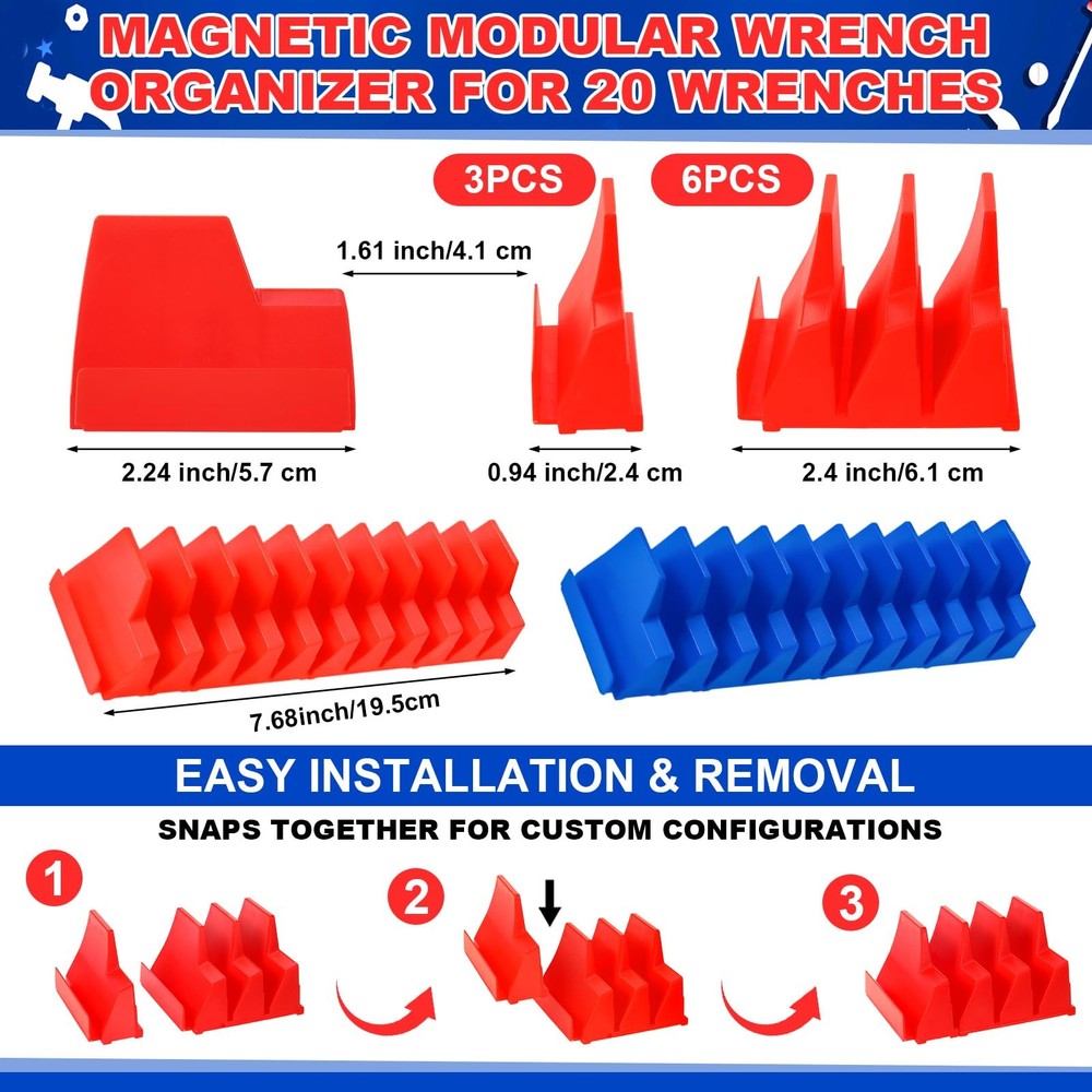 Magnetic Socket & Wrench Organizer Set - 26 Pcs Modular Tool Storage Racks