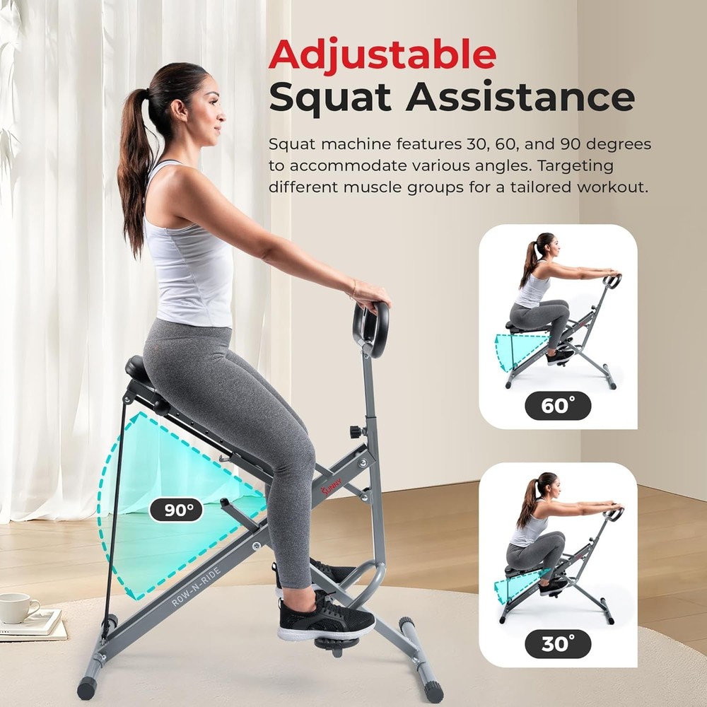 Row N Ride Squat Assist Trainer Foldable Exercise Machine Resistance Bands