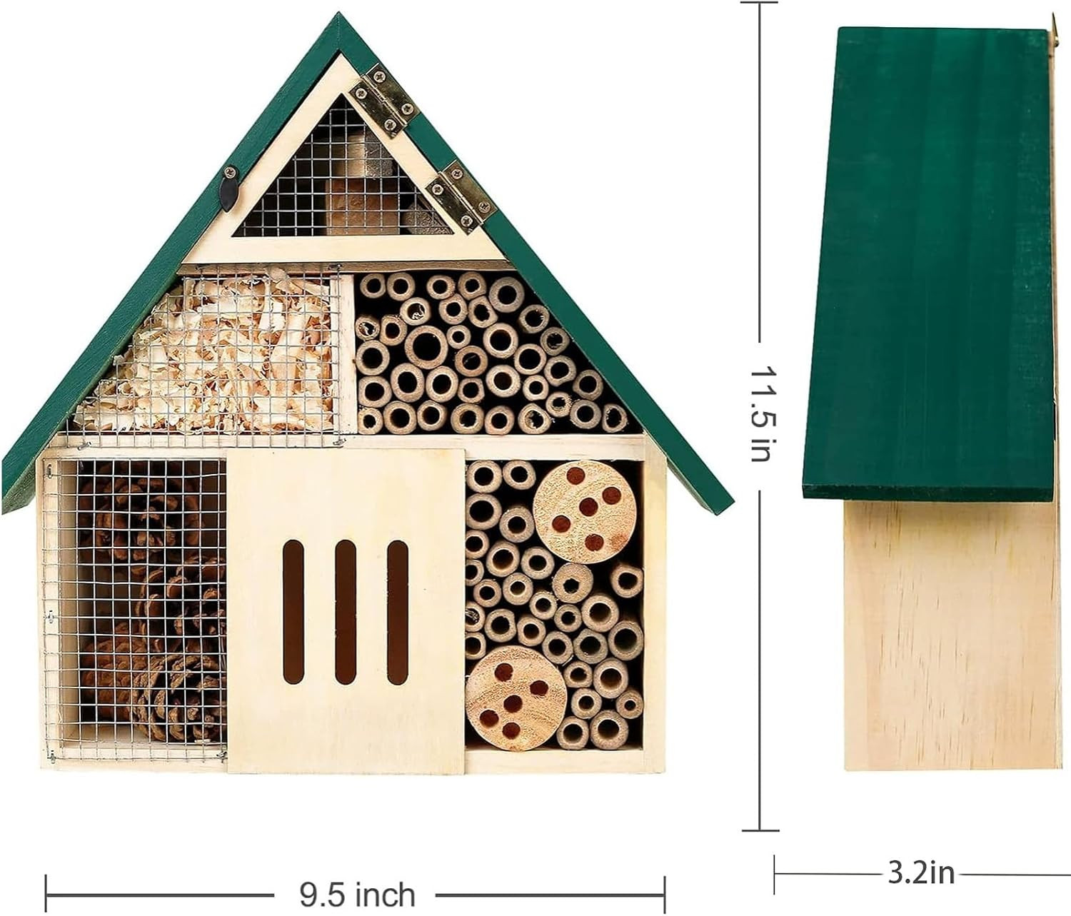 Bee House Hanging Insect Hotel – Natural Wooden Bee Hotel for Outdoors, DIY Inse