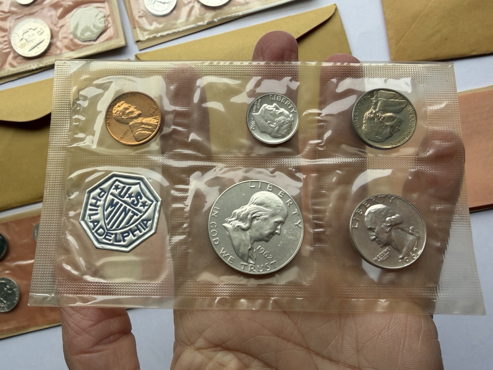 FRANKLIN HALF 1963 P U.S. MINT 90% SILVER PROOF SET 5 COINS & ENVELOPE & INSERT