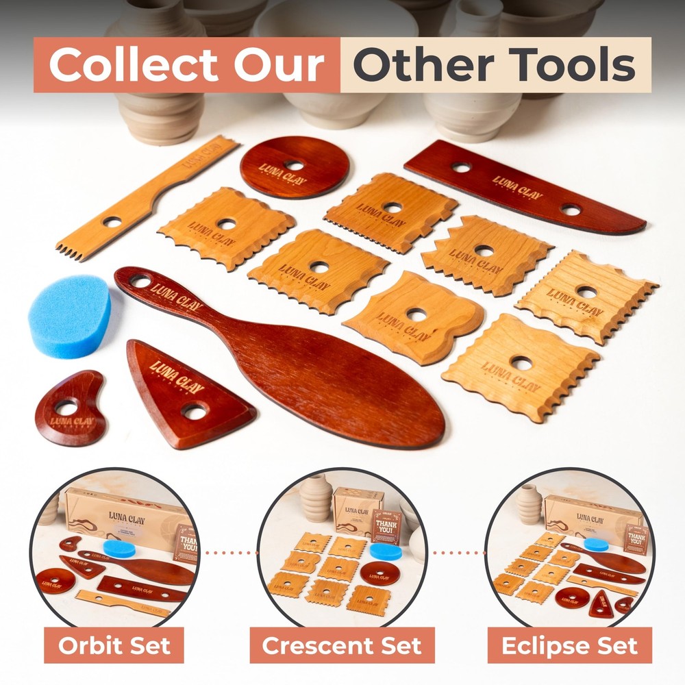 Pottery Ribs Tool Set | 8 Pack - Ceramic Tools for Pottery, Crescent (8pc)