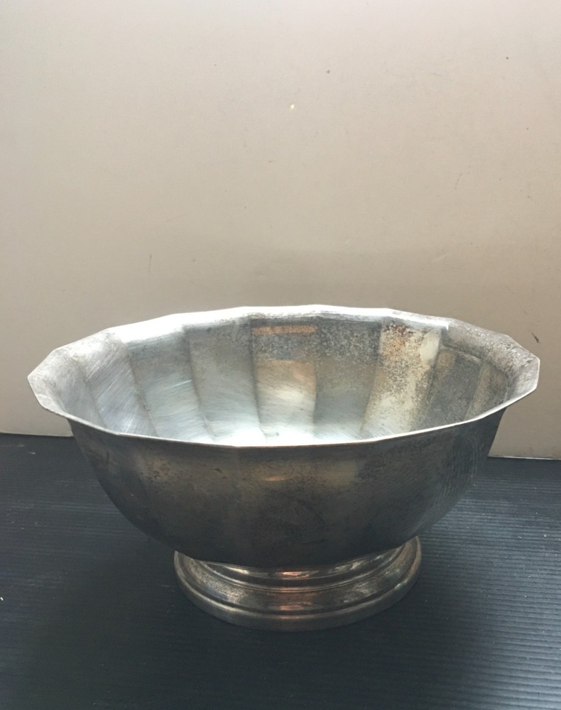 Vintage Gorham EP Silver-Plated Pedestal Bowl 16-Point Scalloped Hexadecagonal