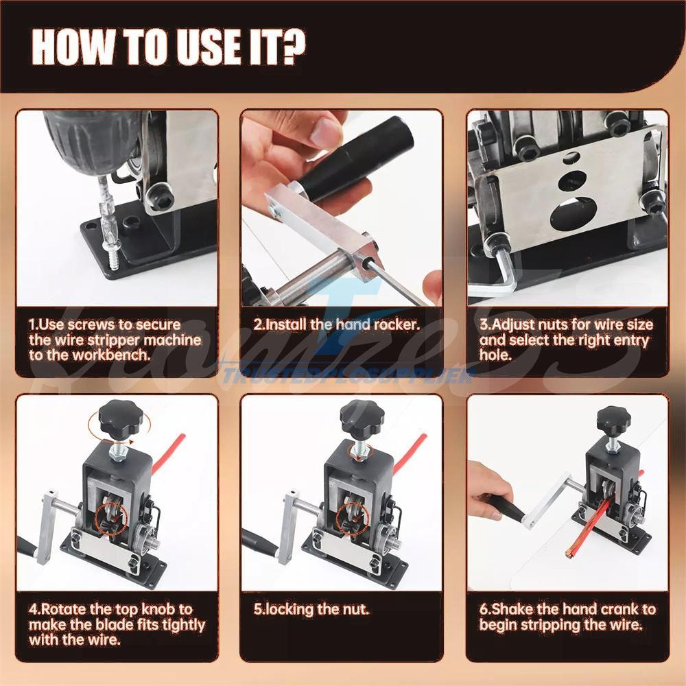 1-25mm Portable Manual Wire Stripping Machine Recycling Wire Stripper