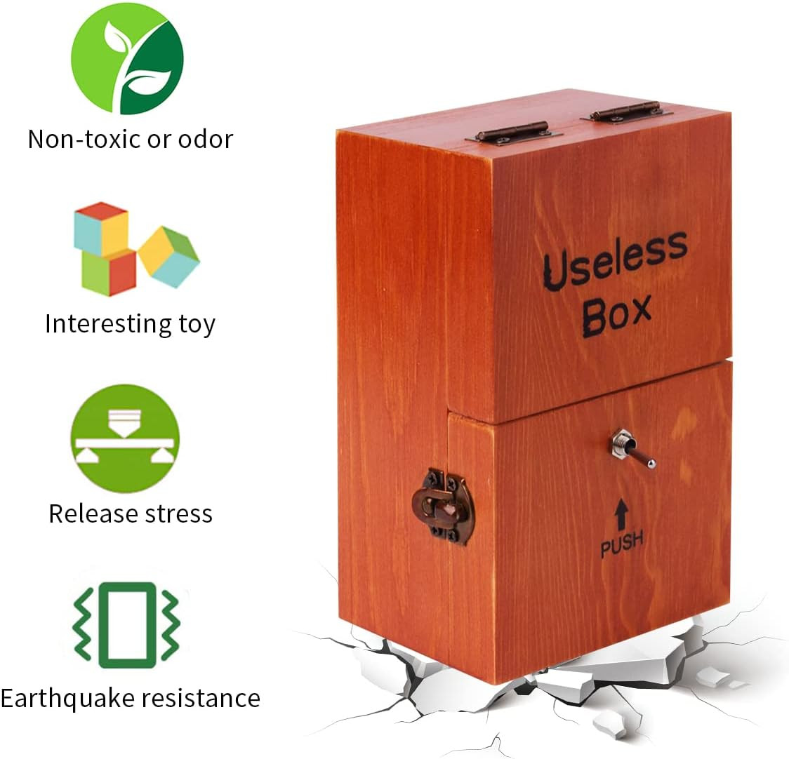 Useless Box Leave Me Alone Machine Fully Assembled in Real WooD/ 2 DAY FAST SHIP