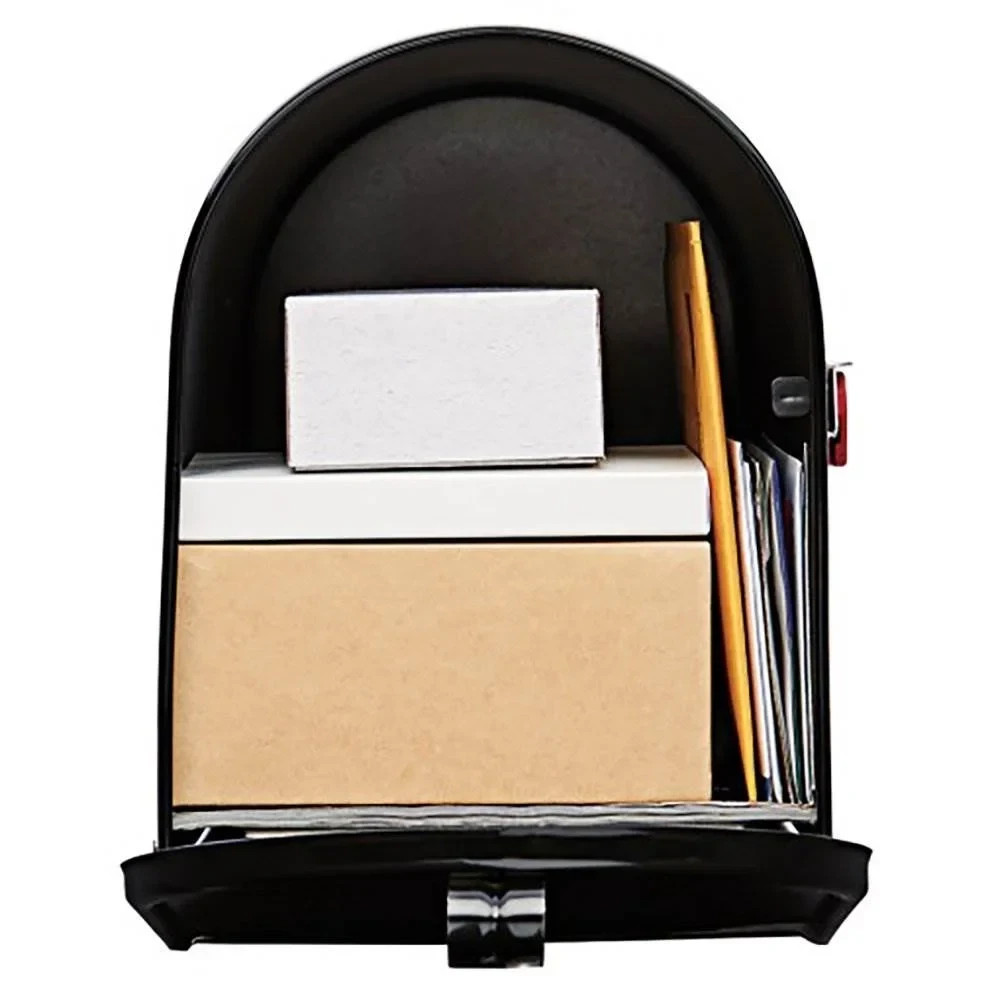 Architectural Mailboxes Elite Black Post Mount Mailbox, Large, Steel, Rust Resis