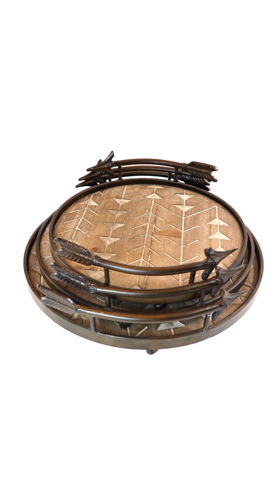 Set of 3 Round Decorative Serving Trays