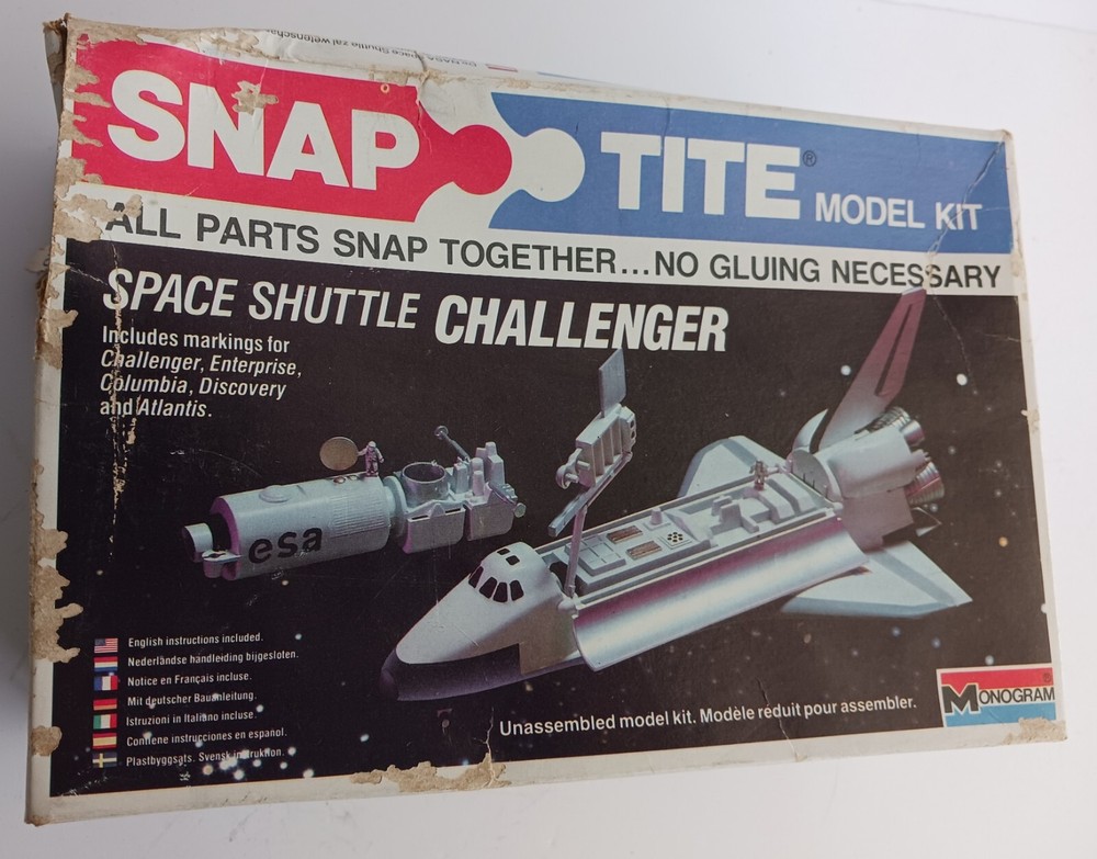 Monogram Space Shuttle Challenger Snap Tite Model Kit #1014 Built 1983 Vintage