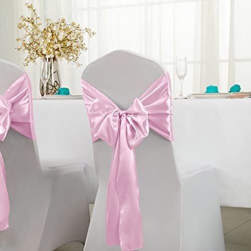 Horbaunal Pack Satin Table Runner 1x 108 Inch, Smooth Table 2 Light Pink