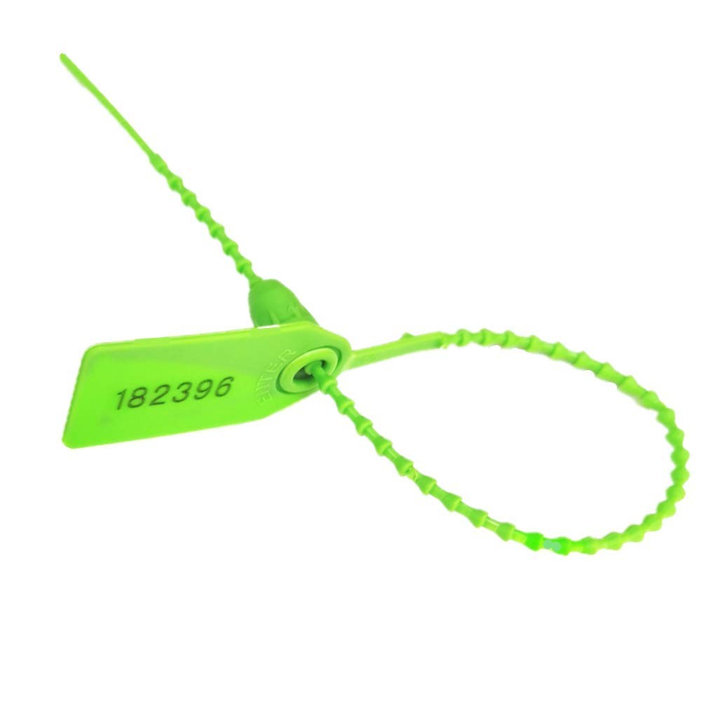 250mm Pull-Tite Security Seal Plastic Seals Signage Numbered 100pcs, Green