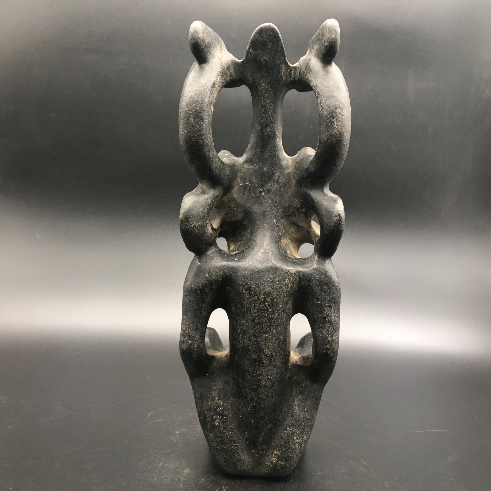 Old HongShan Culture Meteorite Jade Hand-Carved Sun God Helios&Pig Dragon Statue