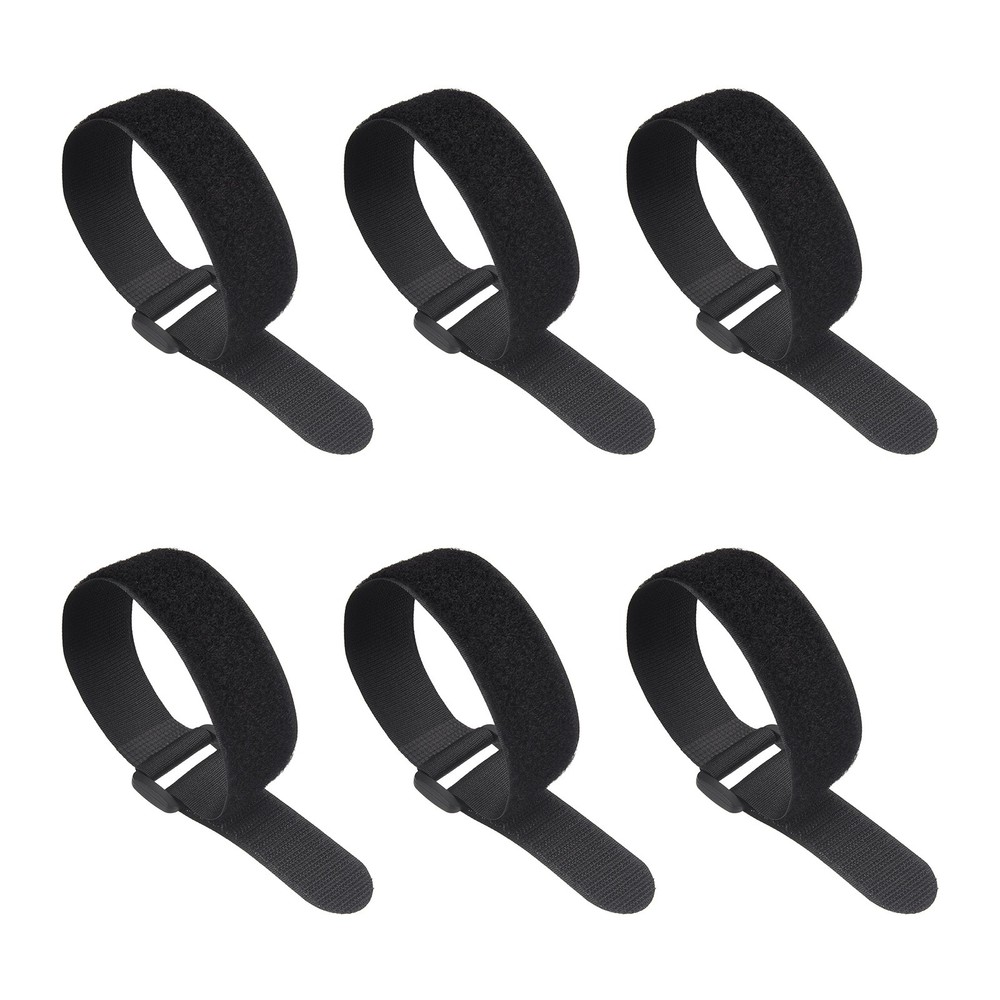 6pcs Reusable Cinch Straps 1.2"x11.8" Hook and Loop Cable Securing Straps, Black
