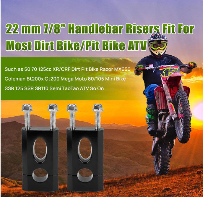 7/8 Handlebar Risers - 22 mm Mount Clamp for Black