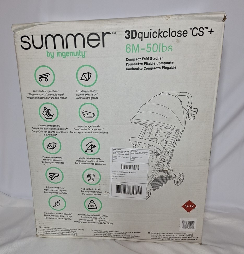 Summer By Ingenuity 3Dquickclose CS+ Stroller Quick Fold Baby Compact