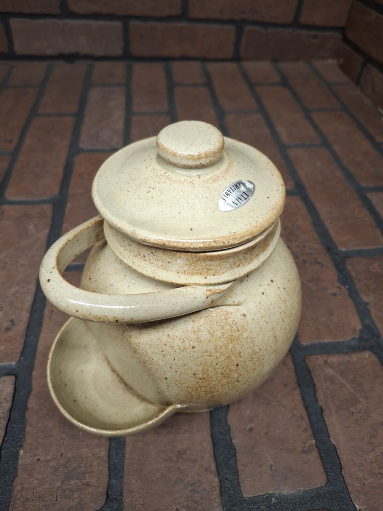 Vintage Etain Veritable Stoneware Olive Container
