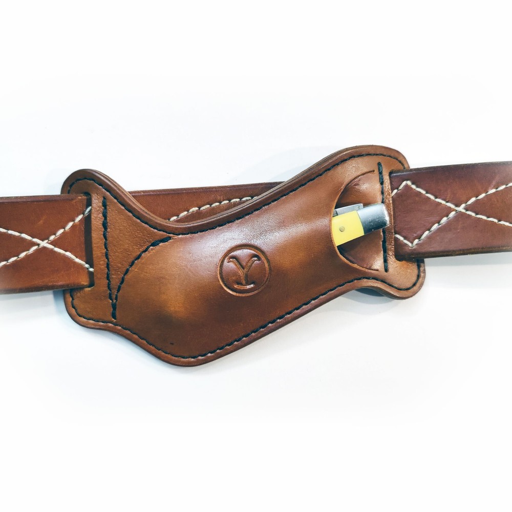 Custom Handmade Horizontal Knife Leather Sheath Free Initials Stamp Right Hand