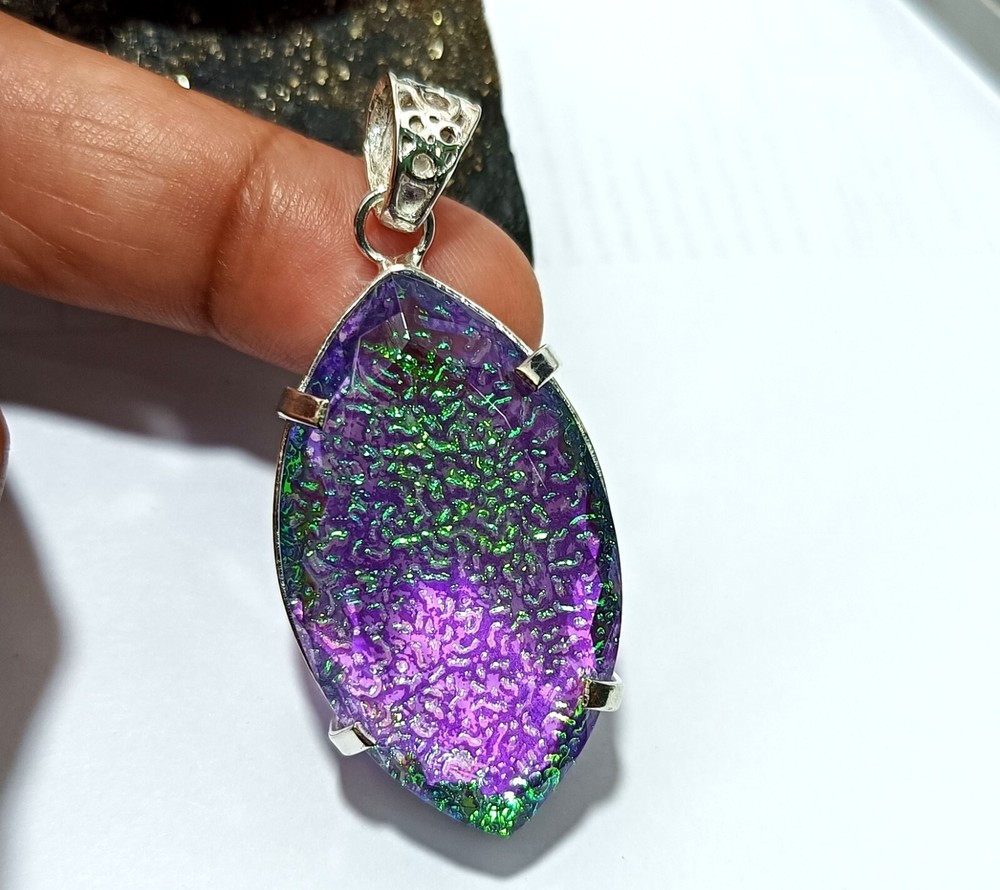 Multi-Color Natural 93.75 Ct Opal Doublet Pendant 925 Solid Silver Gemstone