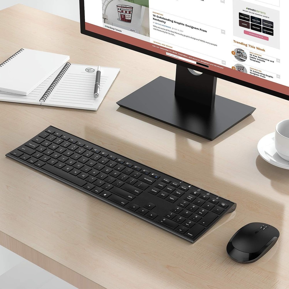 Elegant Rechargeable Wireless Keyboard & Mouse with Hot Keys for Windows Devices