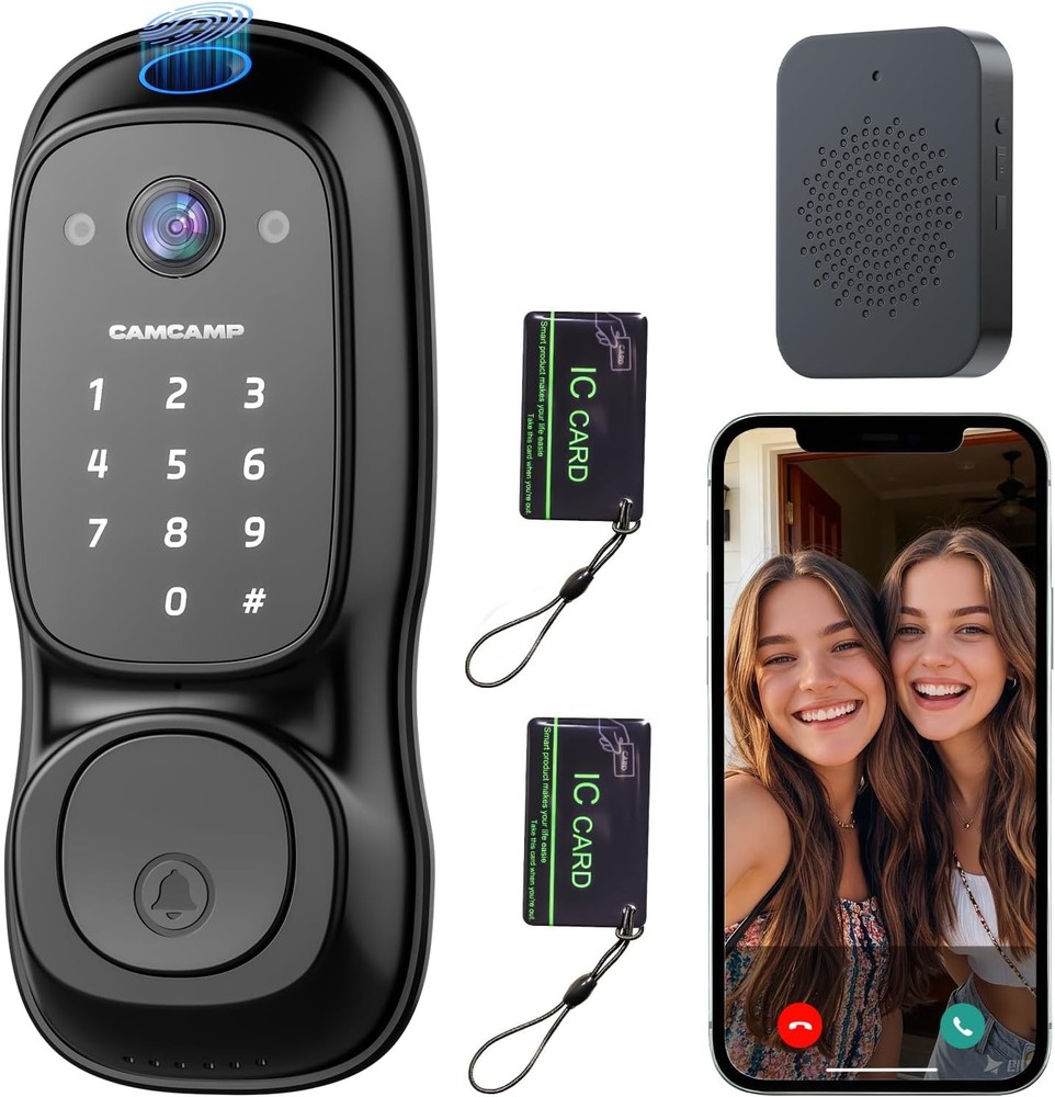 Fingerprint Security Video Smart Lock W/ Camera&Doorbell Keyless Entry Door Lock