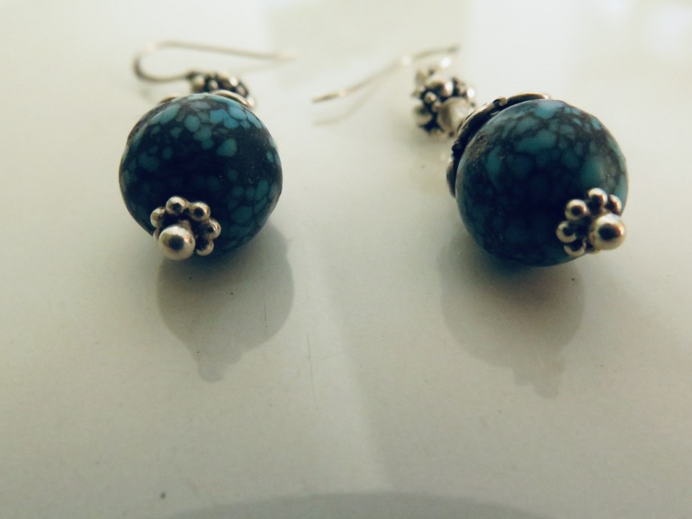 Silver and Blue stone boho style earrings