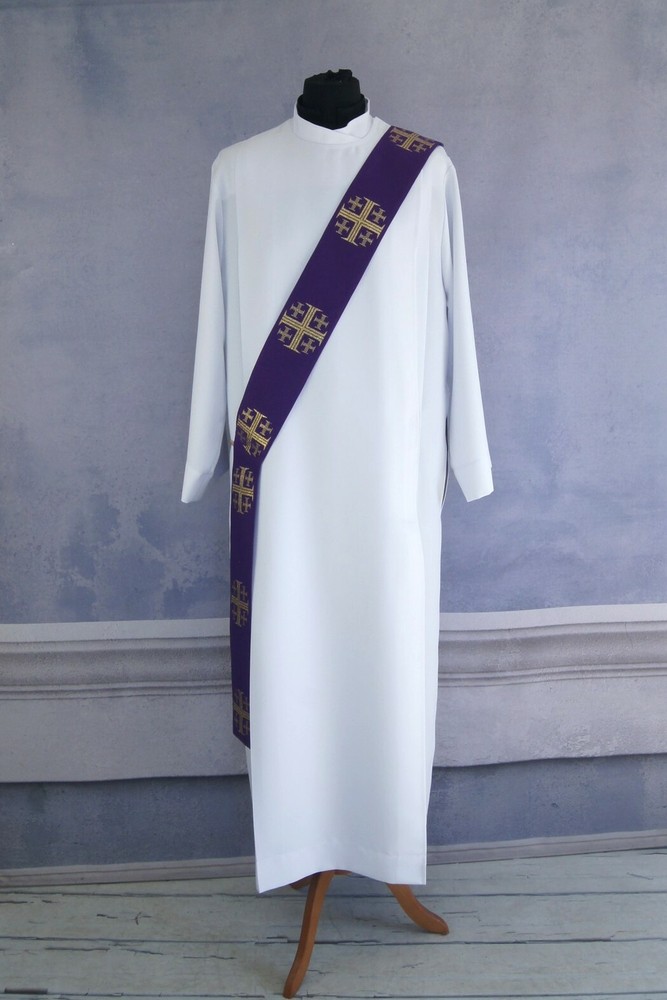 DEACON stole purple Jerusalem Crosses