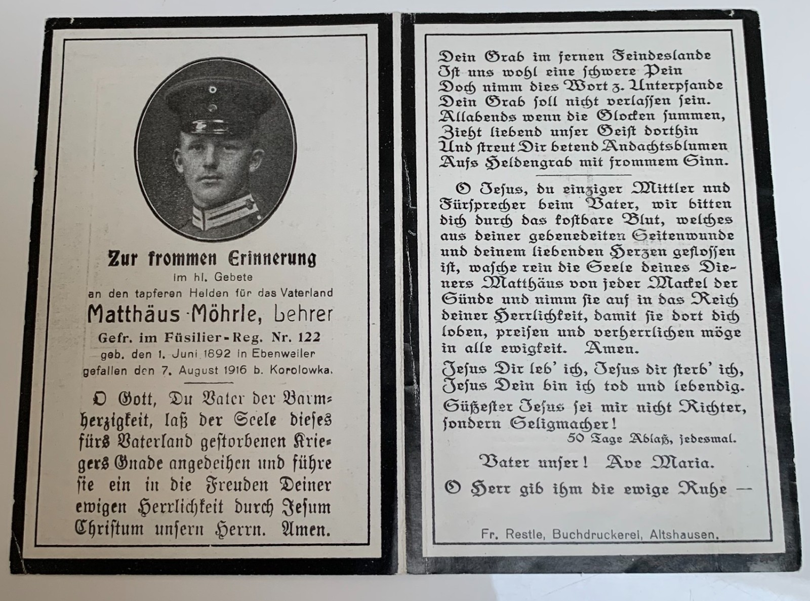 Group 5 KIA WW1 German Army Soldiers Mourning Death Cards Killed in Action