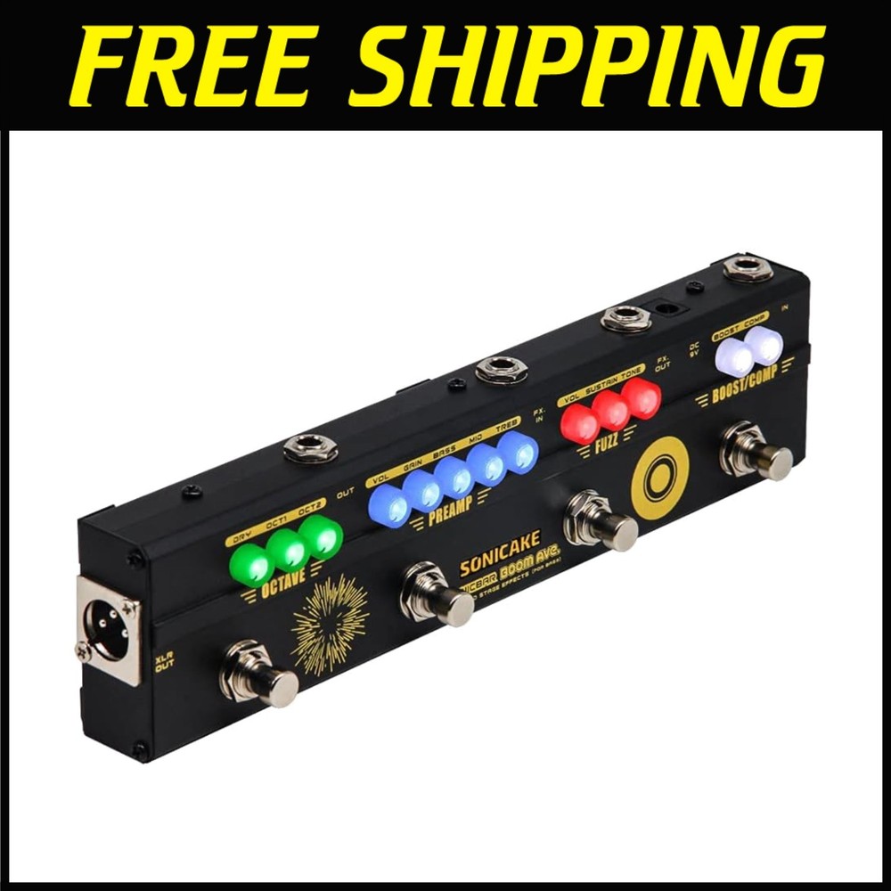 Bass Effects Pedal with Preamp Compressor Boost Fuzz