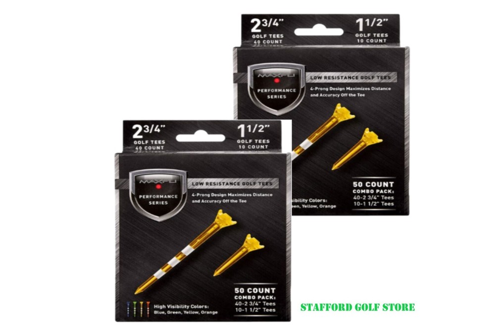 100x Maxfli Translucent Golf Tees Combo Pack Low Resistance 2 3/4" & 1 1/2"