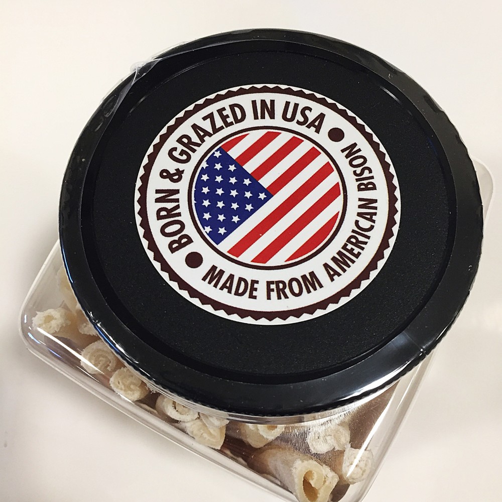 Premium American Buffalo Bison Rawhide Chews - 5" Twisters | 75 Count Jar |