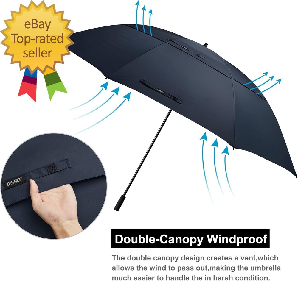 80" Huge Large Oversize Golf Umbrella Double Canopy Vented Windproof Stick