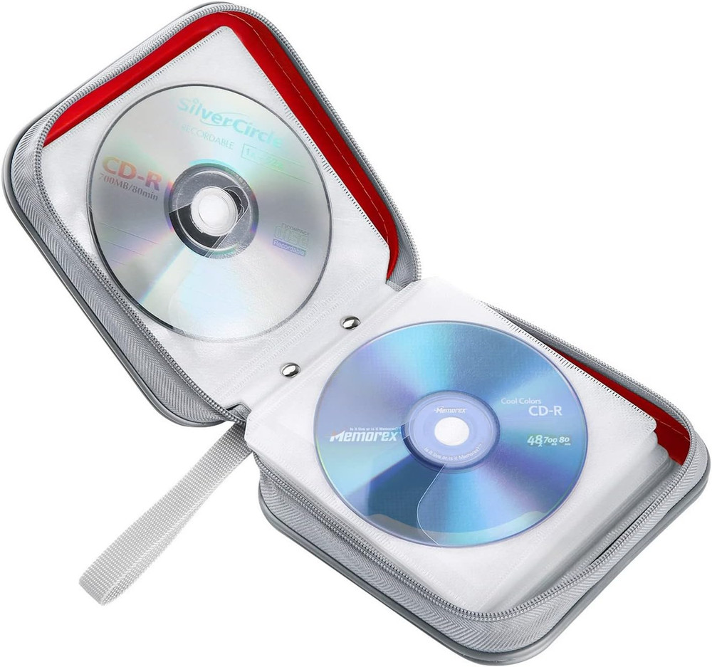CD Case, 40 Capacity CD/DVD Case Holders Wallet Hard Plastic DVD Disc Cases Stor