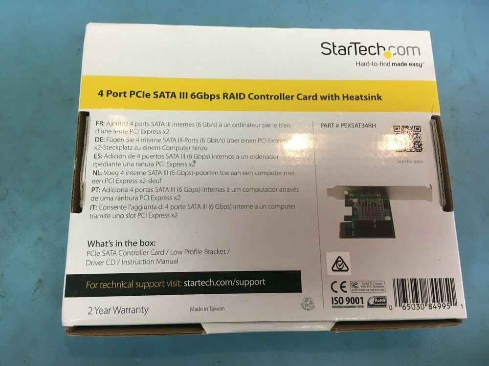StarTech PEXSAT34RH 4 Port PCI Express 2.0 SATA III 6Gbps RAID Controller Card