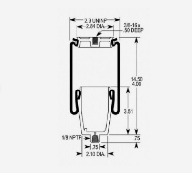 Replaces Firestone W02-358-7110 Cab Air Spring Cabin Sleeper Bag Kenworth