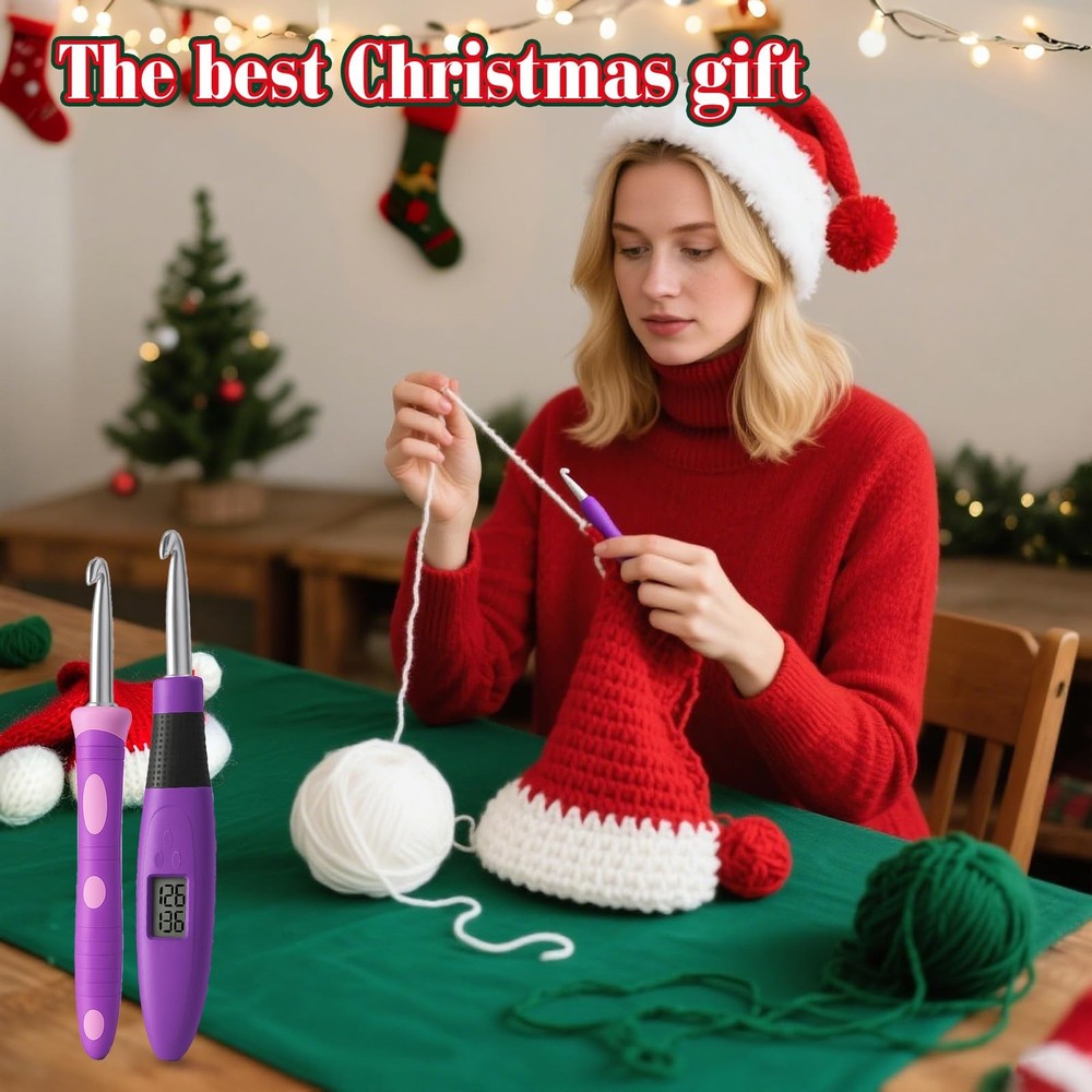 Crochet Hook with 18 Different Size, for Stitch & Row Counter, Light up Intercha