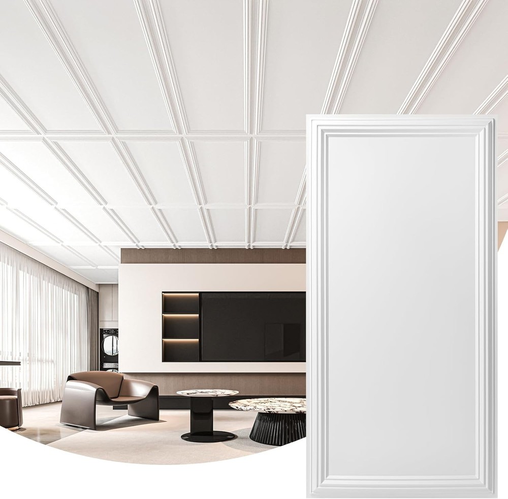 Drop Ceiling Tiles 48x24, Decorative PVC Ceiling Panels, Waterproof Rustproof...