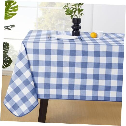 Rectangle Vinyl Tablecloth, 100% Waterproof 54" x 120" (Rectangular) Blue