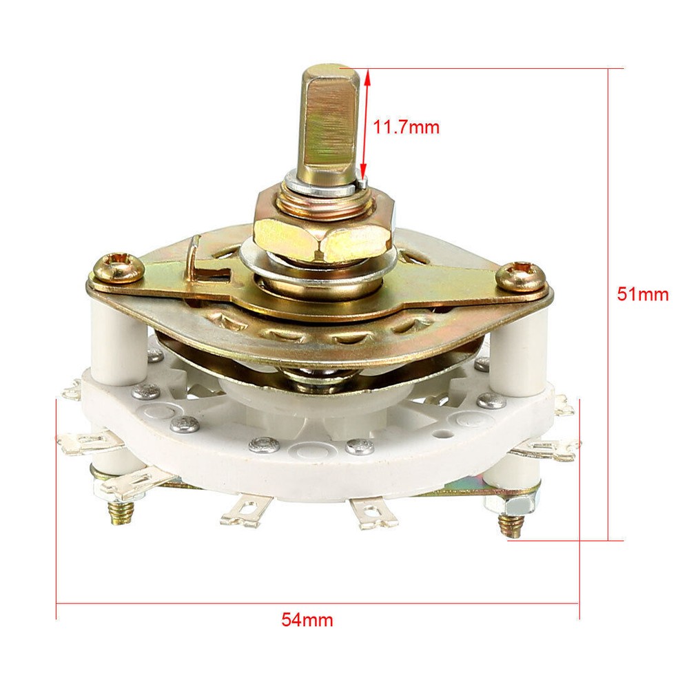 2P4T 2 Pole 4 Position 1 Deck Band Channel Rotary Switch Selector with Knob