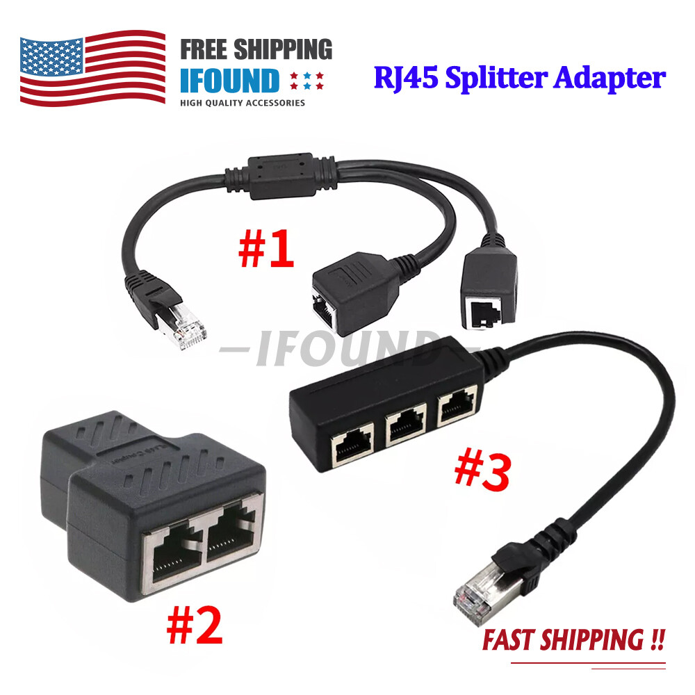 RJ45 1 to 2/3 Ways Splitter Adapter Port CAT6/5/7 LAN Ethernet Cable Connector