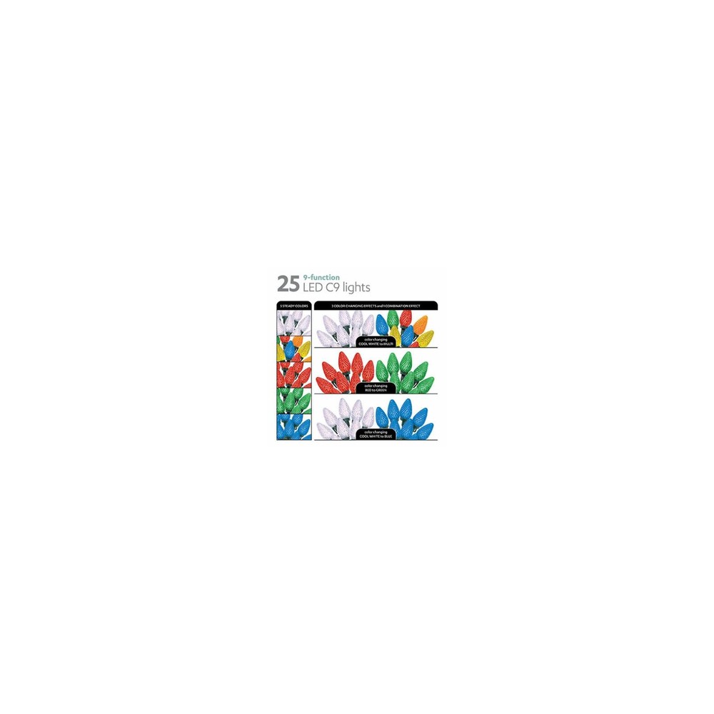 Holiday Wonderland 45192-88 Multi-Function Christmas LED Color Sync C9 String