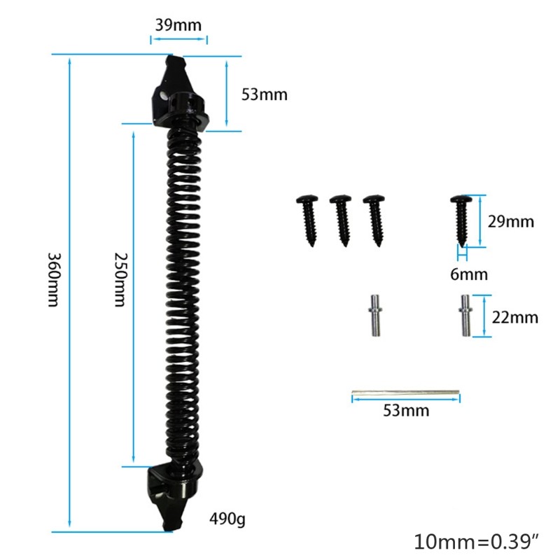 Adjustable Black Self Closing Gate Spring with Gate for Latch Hinges Screws