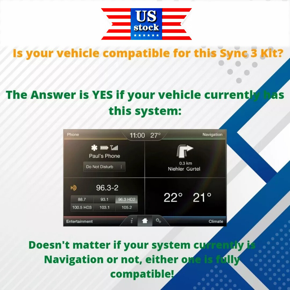 OEM SYNC 2 to SYNC 3 3.4 Upgrade Carplay Kit Fit for Ford Sync3 NA223 Navigation