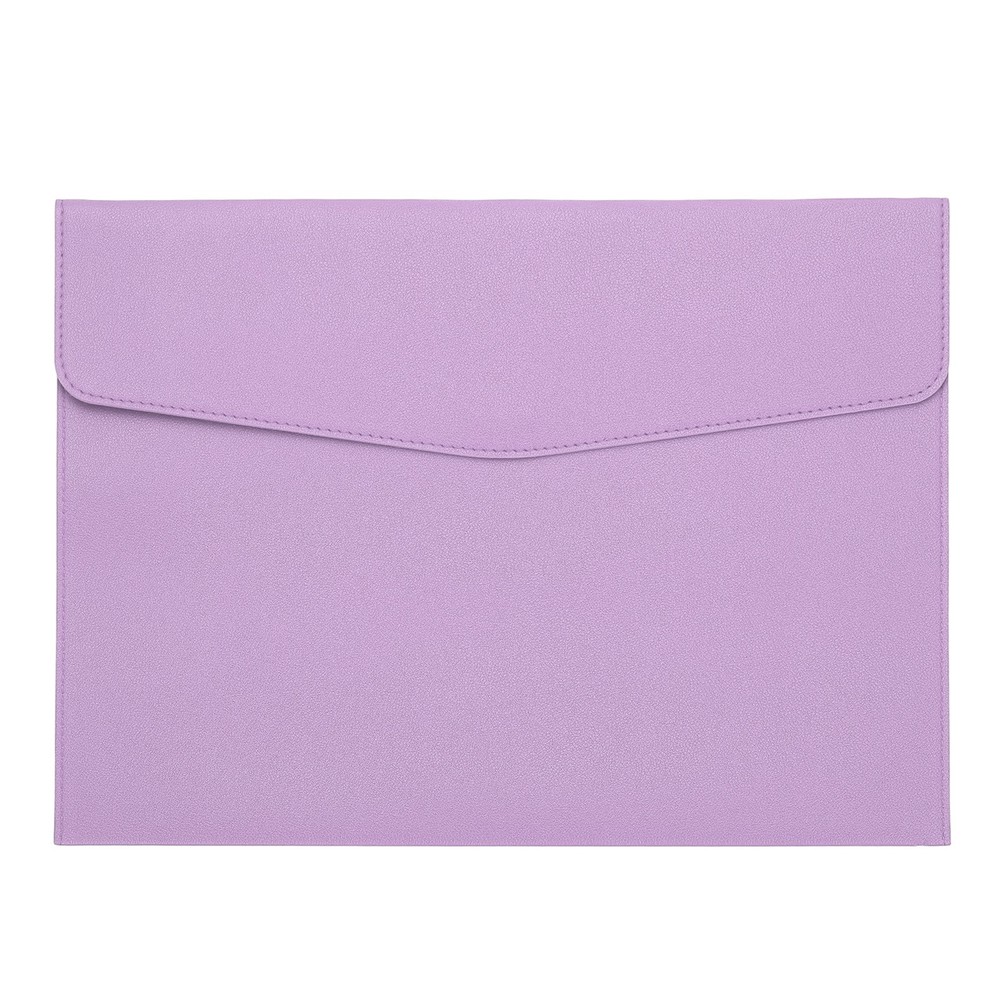 PU Leather A4 File Folder, Document Holder Filing Organizer Style 2, Purple