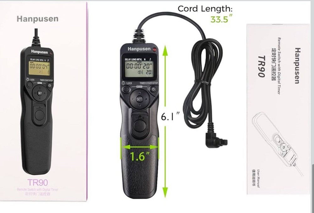 Hanpusen TR-90 Remote Switch With Digital Timer For Camera Shutter Use