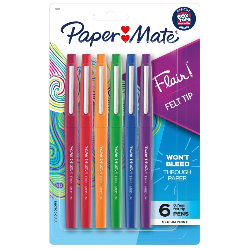 Felt Tip Pens Medium Point 0.7mm Pastel Colored Markers 6 Pack