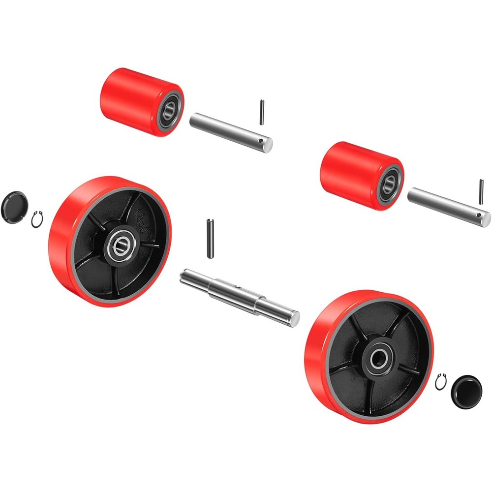 Pallet Jack/Truck Full Replacement Kit Steering Wheels 7"x 2" Front Load Roller