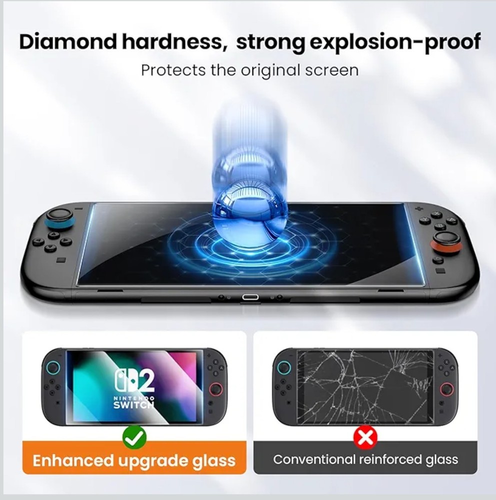 2-Pack Tempered Glass Screen Protector for Switch 2 (2025) 7.9” HD Clear
