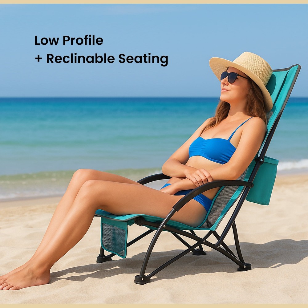 ARROWHEAD OUTDOOR 2-PACK LOW SEATING + 20° RECLINING FOLDING - LIGHT BLUE