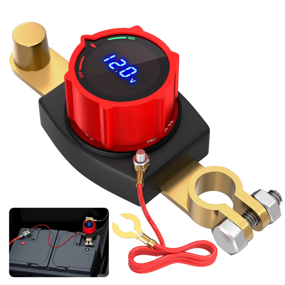 Side Post Battery Disconnect Switch 275A 12-48V LED Voltmeter Cut Off Switch