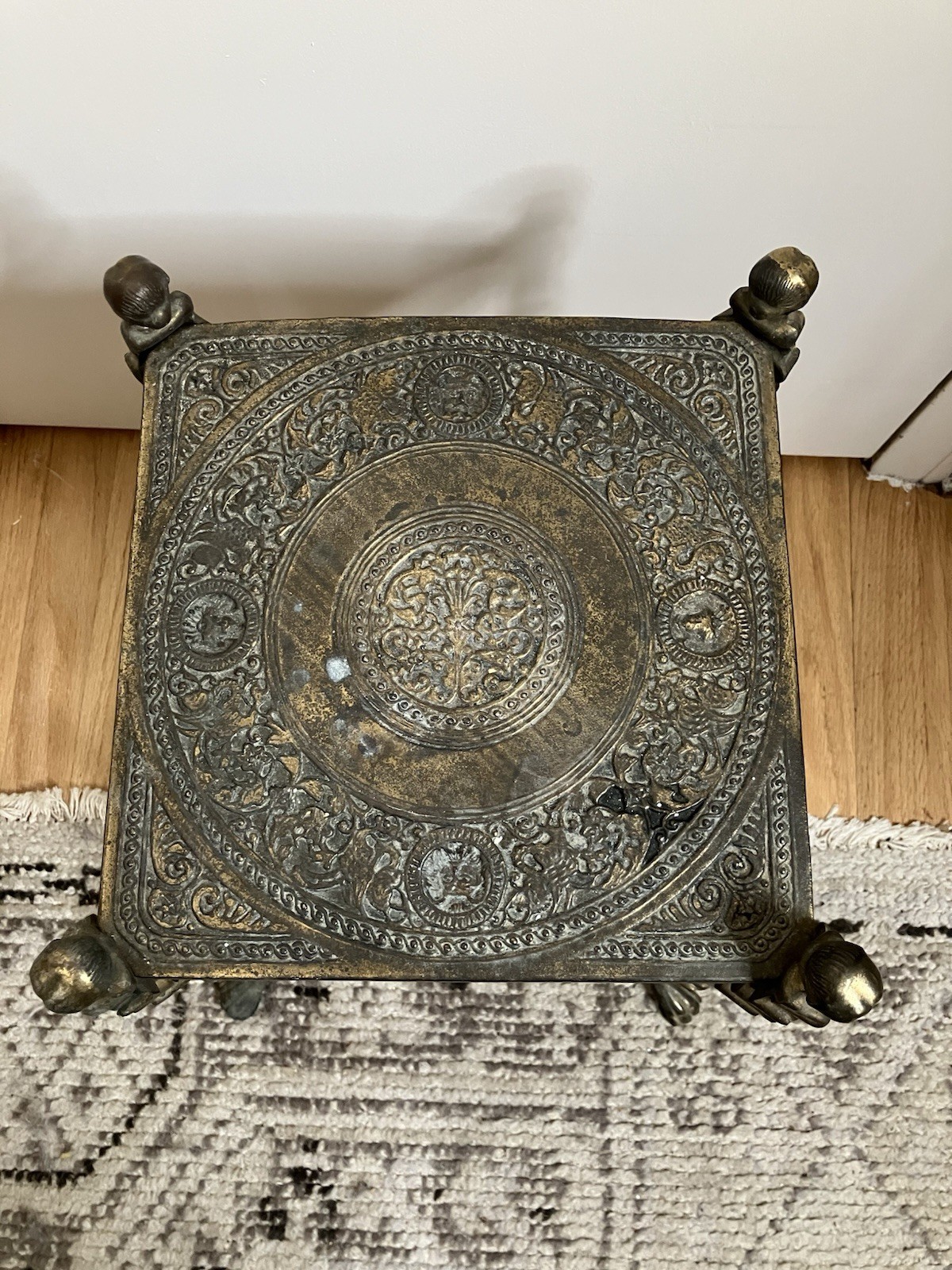 Antique Victorian Cast Iron Plant Stand 2-Tier Side Table