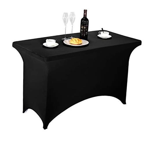 Spandex Fitted Stretch Table Cover for 4ft or 48" x 30" (Rectangular) Black